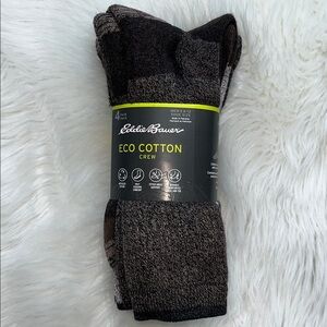 🆕 Eddie Bauer ECO Cotton Crew Socks 4 Pair Pack Men’s 6-12 Shoe Size